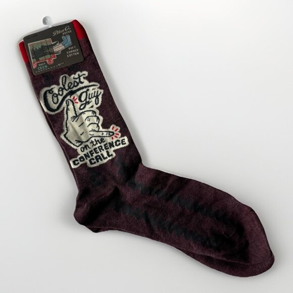 Blue Q Socks Men's Crew Socks " Coolest Guy On The Conference Call" Sz 7-12 - Picture 1 of 7